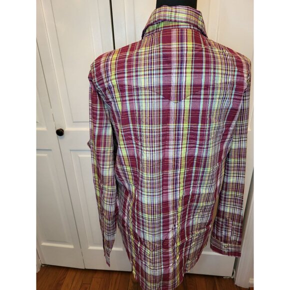 Wrangler Rancher Cotton Plaid Button Up Shirt Snap Buttons Pockets XXL Western - Picture 2 of 6
